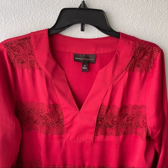 DANA BUCHMAN LACE LONG SLEEVE BLOUSE - Picture 3 of 8
